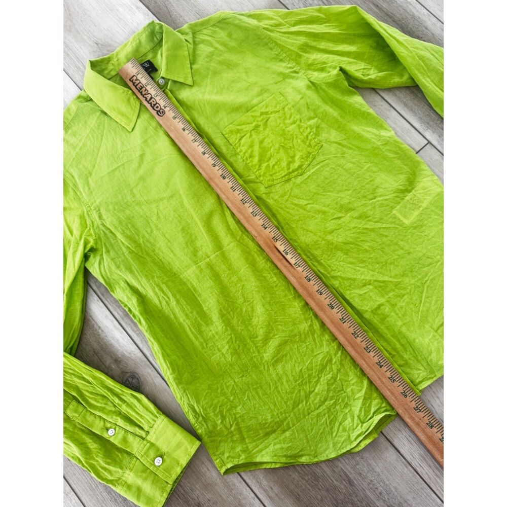 J.Crew Lime Green Garcon Classic Fit 100% Cotton Button Down Shirt Size 4 Summer - Picture 14 of 15